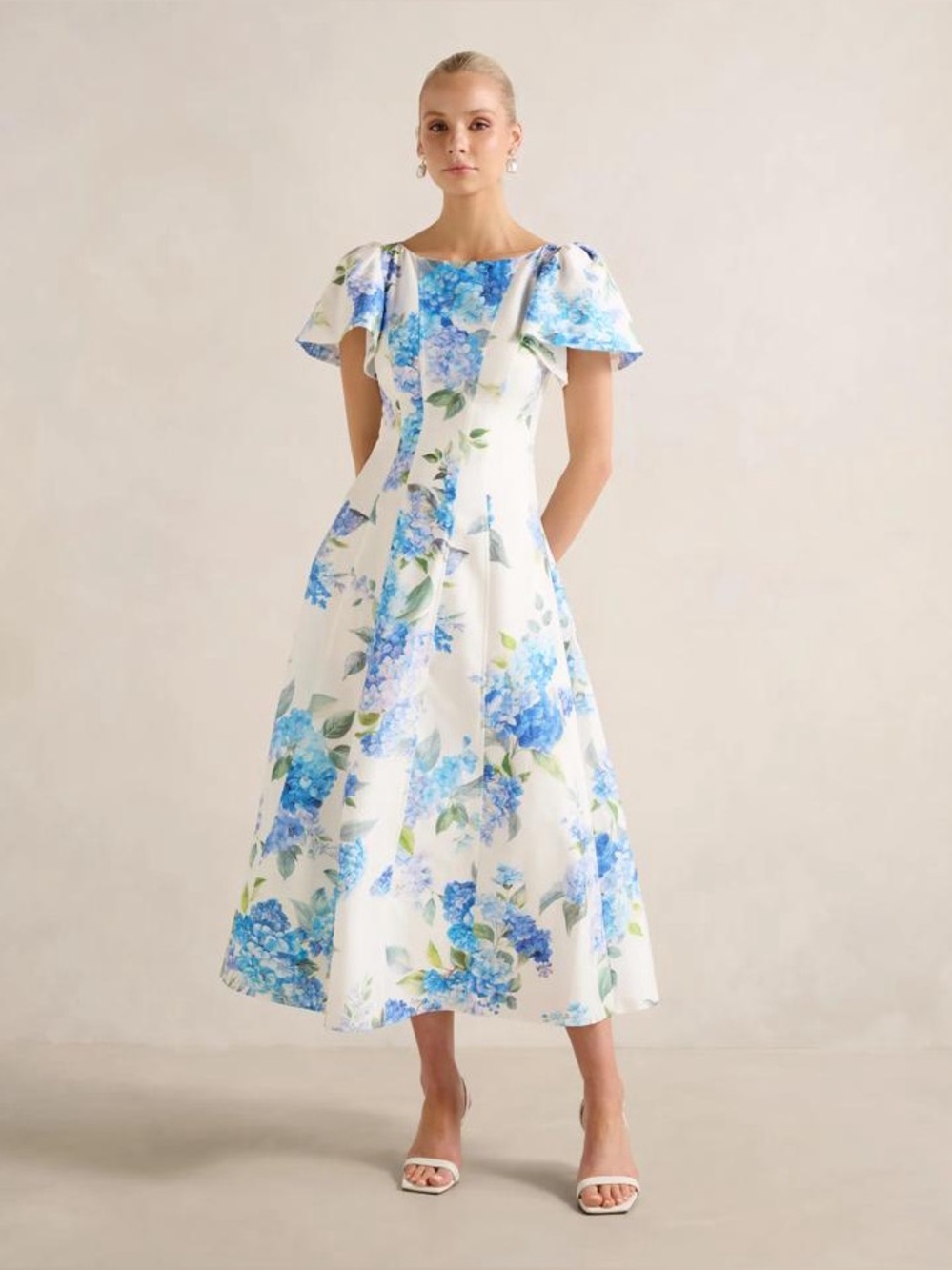 Kaya Printed Flutter Midi Dress - Elegant Women's Summer Dress (US 12)